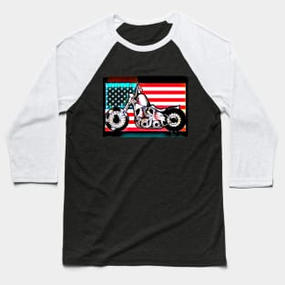 Motorcycle against American Flag Baseball T-Shirt